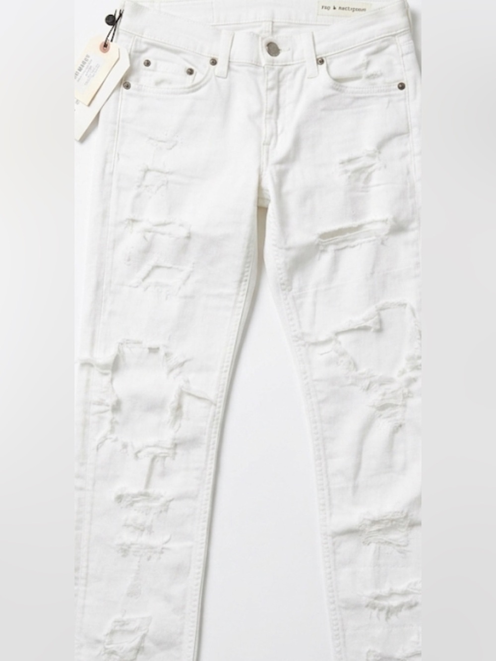 rag & bone DRE White Distressed Skinny Jeans White on white  NWT